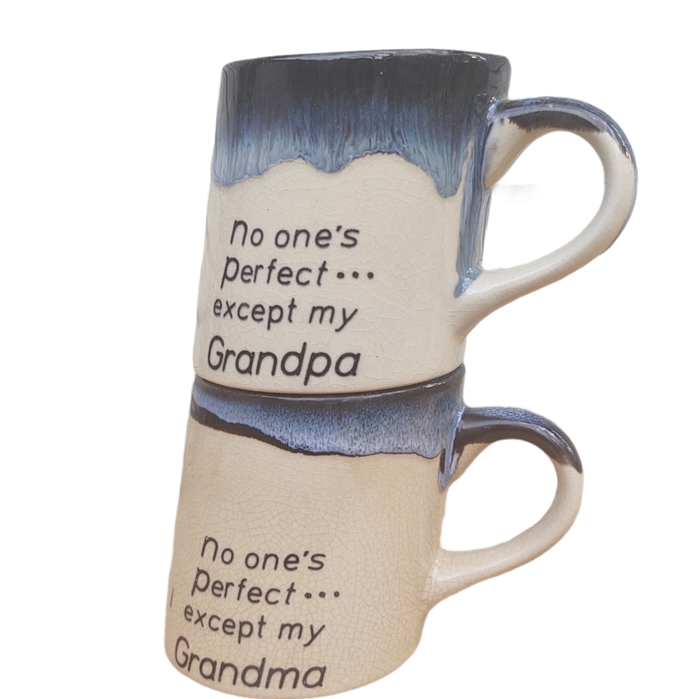 Vintage Slanted Crooked Coffee Mugs Grandma Grandpa - Picture 4 of 7
